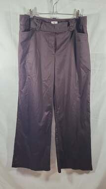 Worthington Dark Brown Wide Leg Trousers with Double Button Waistband, size 12